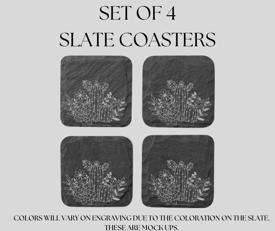 Cactus Flower Slate Coasters