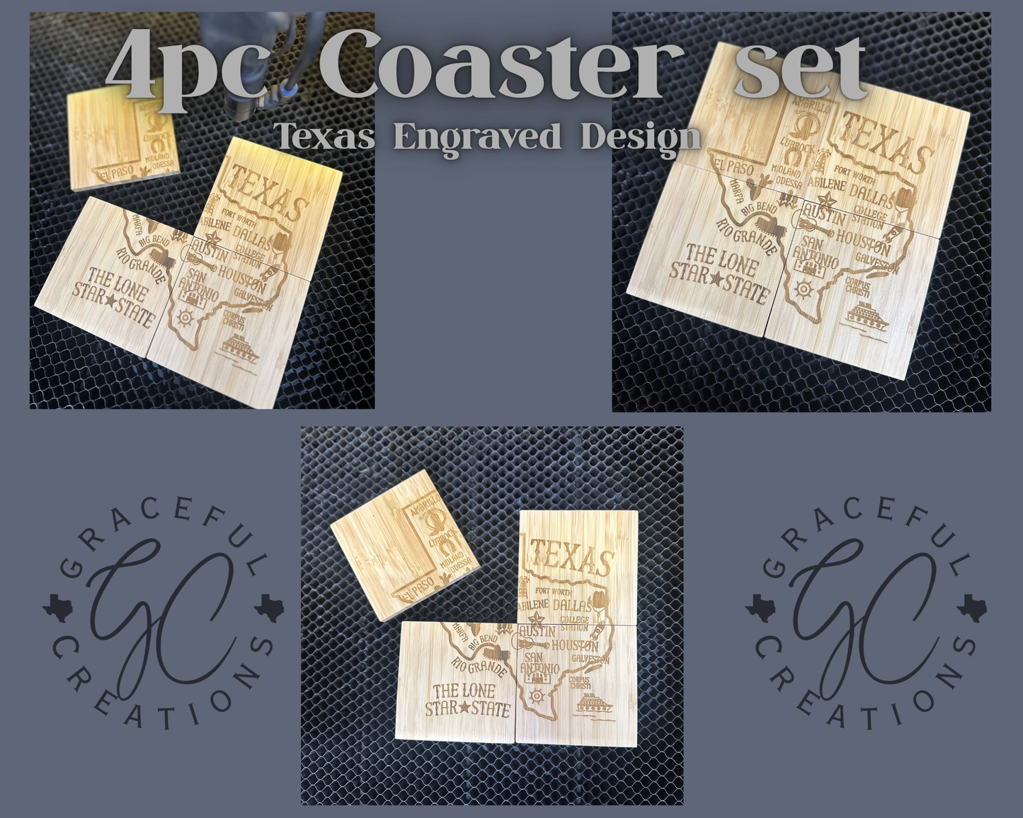 Texas Map Coaster Set