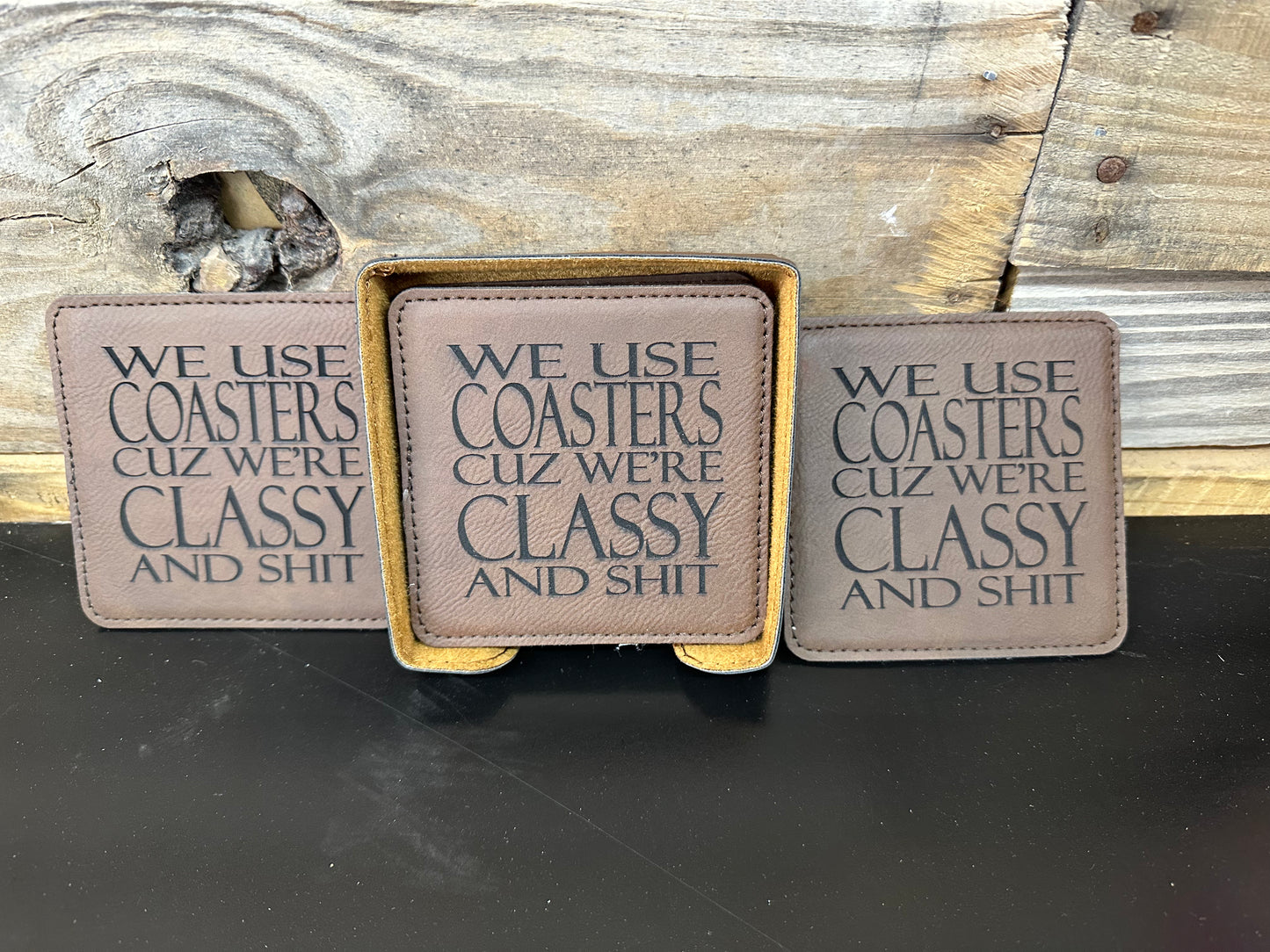 Leatherette Coaster Set