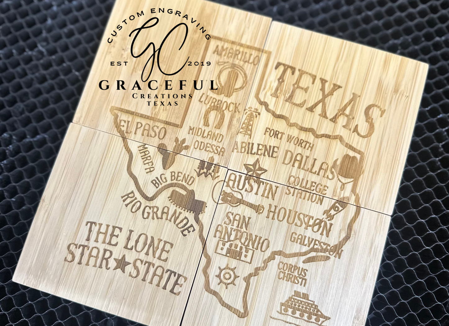 Texas Map Coaster Set