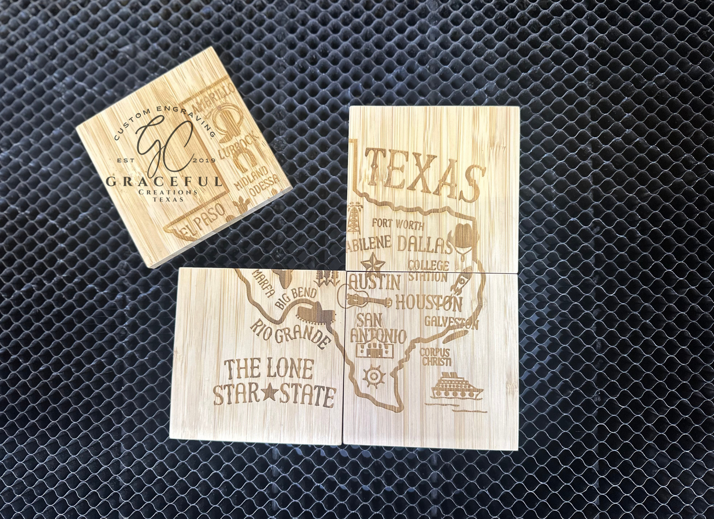Texas Map Coaster Set
