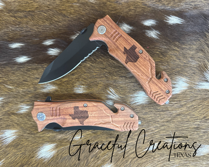 Engraved State Bison River Knife