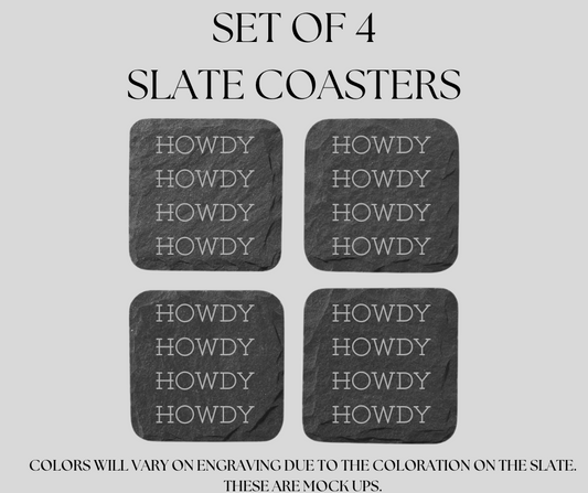 Howdy Slate Coaster Set