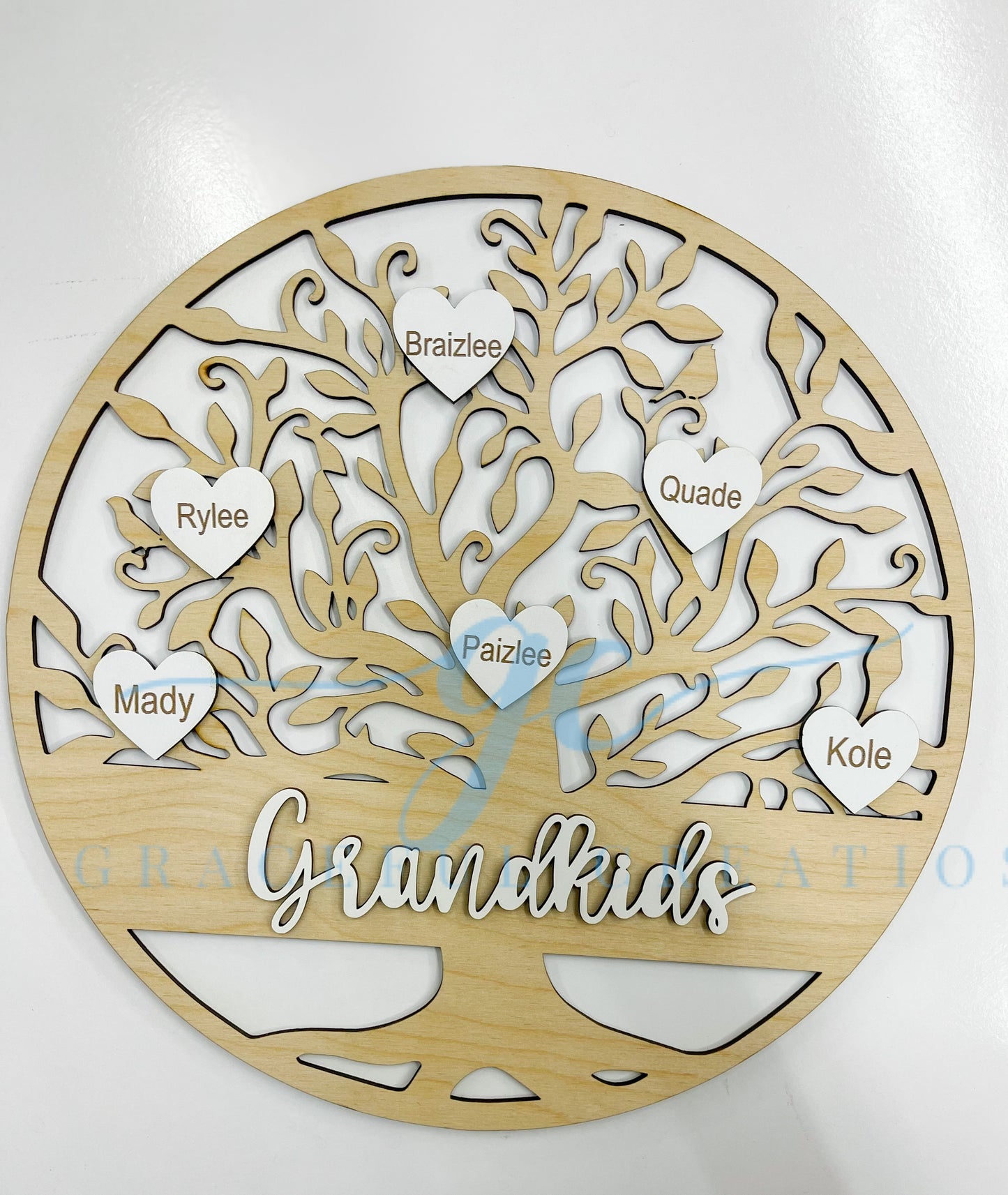 Engraved Grandkids Tree Plaque with Stand