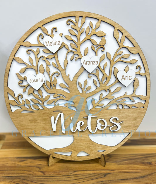 Engraved Grandkids Tree Plaque with Stand